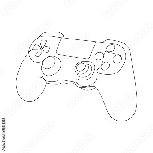 Game controller Single continuous line drawing video games PlayStation gaming controller. One line draw graphic design vector illustration
