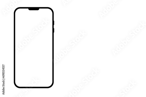 Smartphone Template Resembling iPhone with Transparent Background and White Copy Space