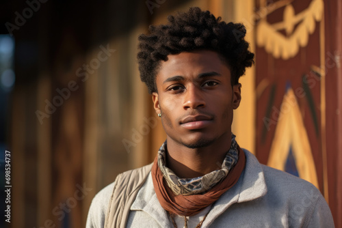 Young African american man portrait outdoors