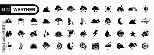 Weather flat icons collection. Simple vector illustration.
