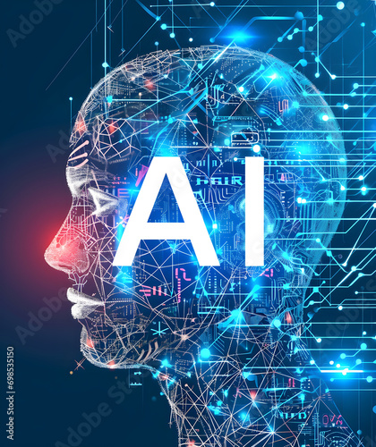 Conceptual technology illustration of artificial intelligence with the saying: "AI"
