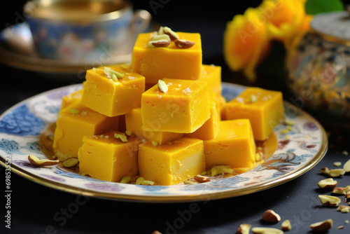 fresh mango flavor sweets called burfi. photo