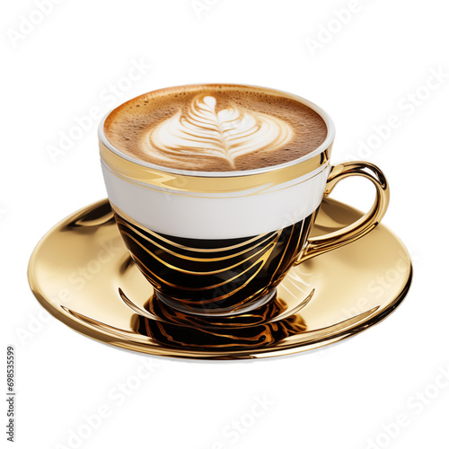 Golden cup of coffee, cappuccino. Generative ai