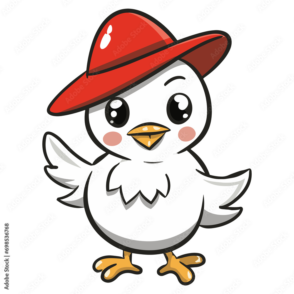  joyful chicken in a red hat graphics for easter
