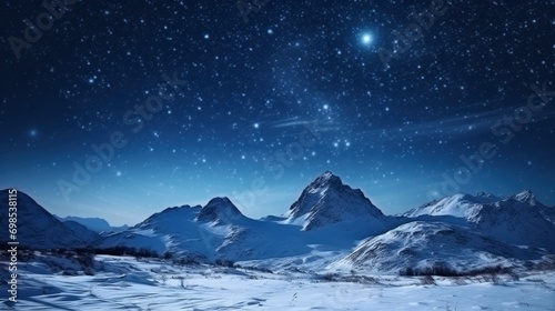 The Milky Way over the winter mountains landscape © Image