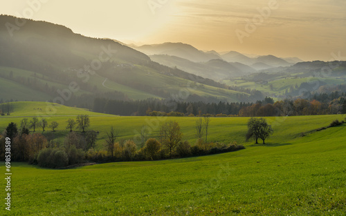 wafts of fog in the mountains of Austria