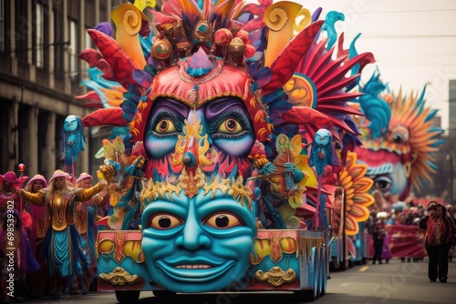 Participants in the annual Basel Carnival (Basle - Switzerland). The Basel carnival has been listed as one of the top local festivities in Europe, A colorful parade signifying, AI Generated © Iftikhar alam