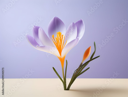 Crocus flower in studio background  single Crocus flower  Beautiful flower  ai generated image