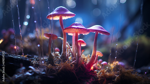 A captivating image showcasing the luminous aura of a mushroom, adding an otherworldly and enchanting quality to design concepts.