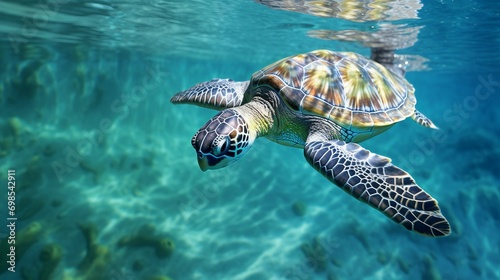 Turtle swimming Underwater