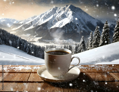 cup of coffee on snow