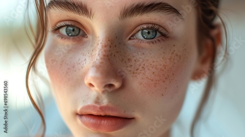 Beautiful face of young woman with healthy clean skin