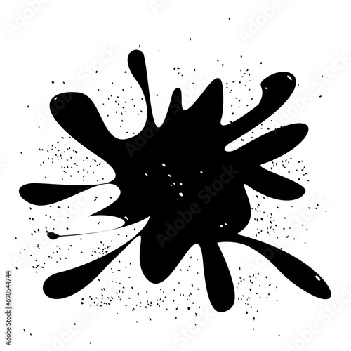 Splash of black paint. Ink blot with splashes