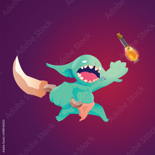 goblin with magical bottle