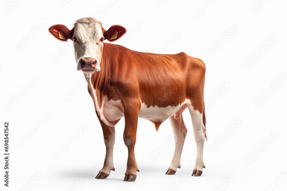 Red color indian cow on white background Red color indian cow on white background