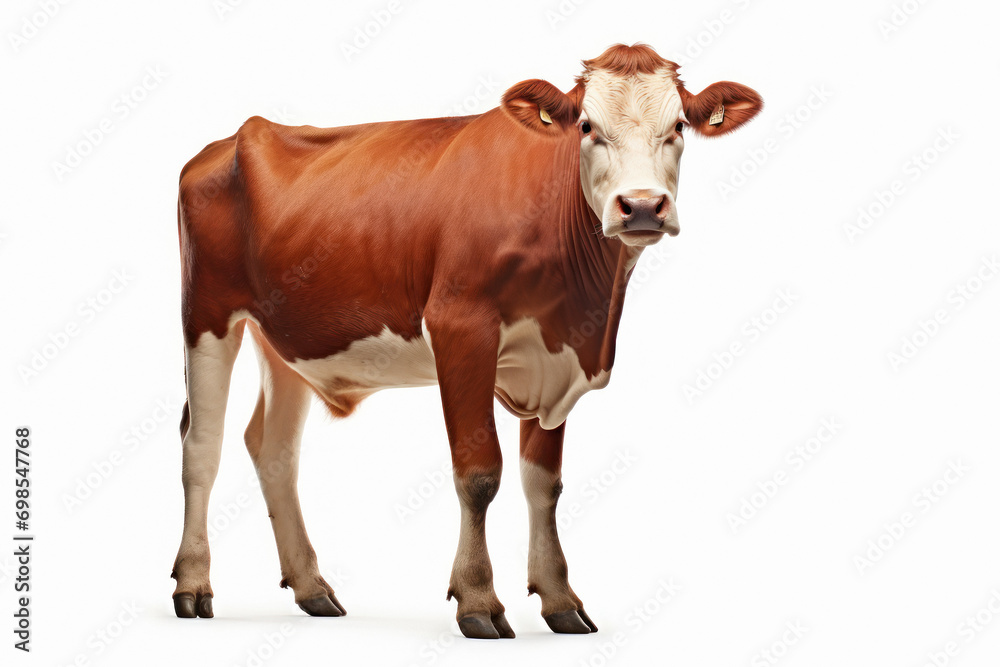 Red color indian cow on white background Red color indian cow on white background