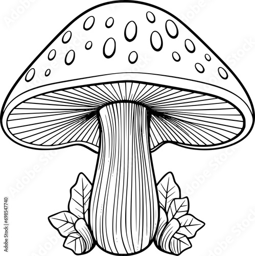 outline illustration of mushroom for coloring page