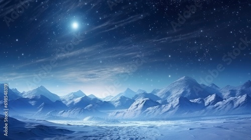 The Milky Way over the winter mountains landscape