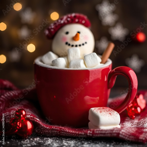 snowman with cup,A Cozy Winter Treat,snowman with a cup of coffee