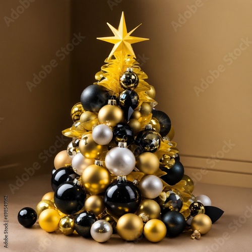 yellow plastic christmas tree with black