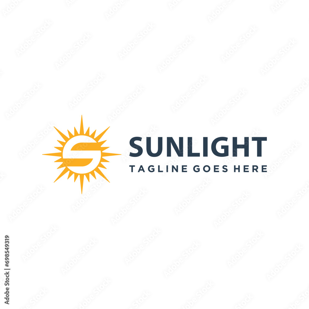 Fototapeta premium Initial Letter S Sunshine For Summer Sunset Sunrise Logo Design.