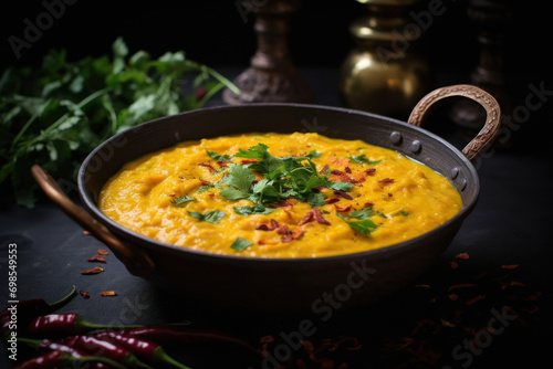 Indian delicious food dal tadka photo