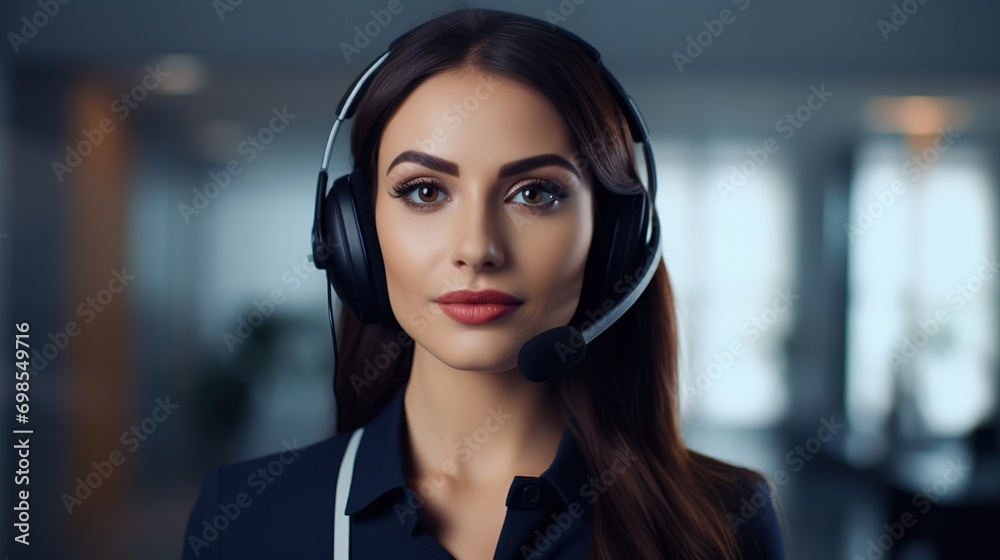 Call center portrait, face or woman in telecom, CRM or telemarketing office for customer services. Microphone headset, ready or serious female sales agent in tech support help desk for consulting Call center portrait, face or woman in telecom, CRM or telemarketing office for customer services. Microphone headset, ready or serious female sales agent in tech support help desk for consulting
