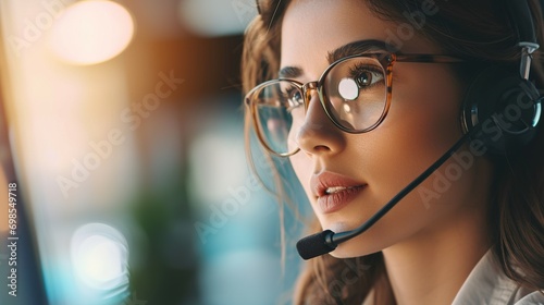 Call center portrait, face or woman in telecom, CRM or telemarketing office for customer services. Microphone headset, ready or serious female sales agent in tech support help desk for consulting