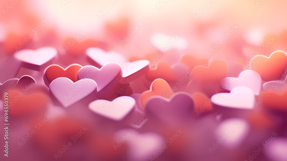 Close-up photo of blurred small crystal pink and white hearts as background, Valentine's Day background Close-up photo of blurred small crystal pink and white hearts as background, Valentine's Day background