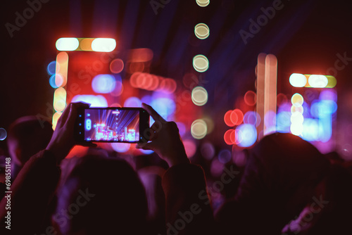 Night Concert at Skanderberg Square with Bokeh Lights