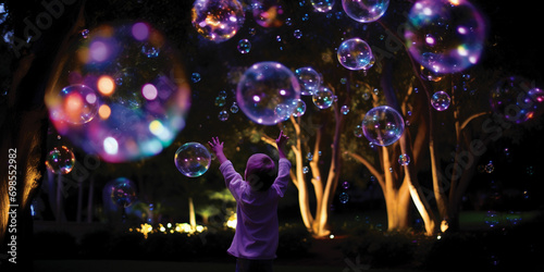bubbles in the water at night