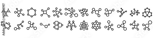 Molecule Icon vector set. Chemistry illustration sign collection. Scientific symbol. Chemical bonds logo.