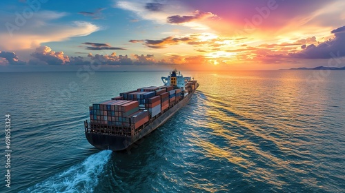 container ship in import export and business logistics