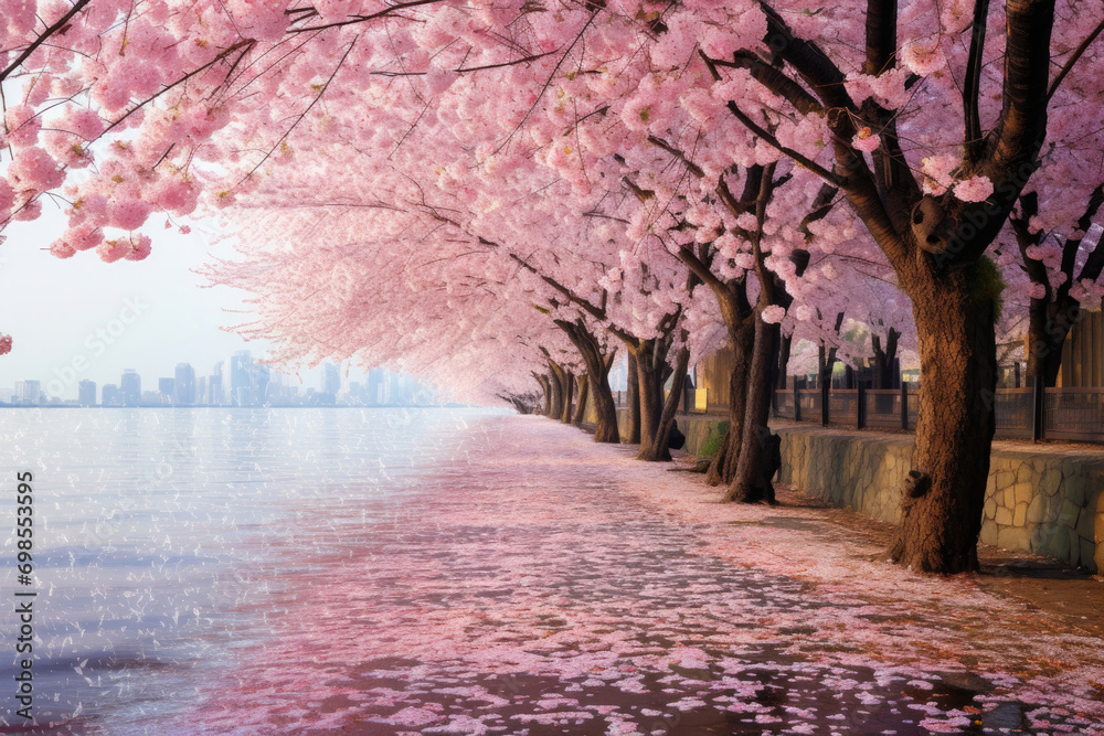 The ethereal beauty of cherry blossoms in full bloom