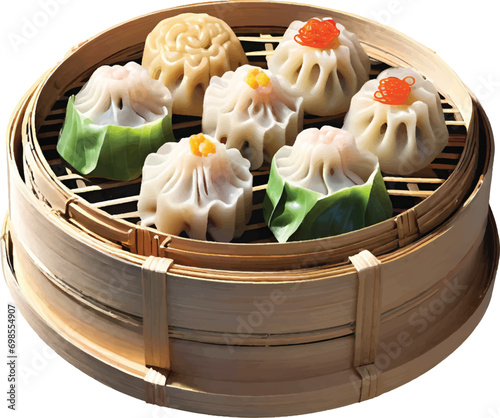 Dim Sum chinese food isolated on white background