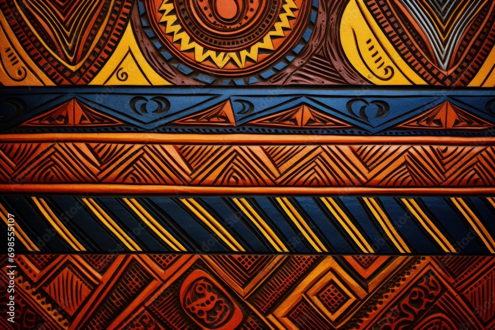 Background with African patterns and colors, culture and art concept. Generative AI