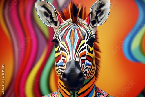 Zebra illustration with colors representing Africa  concept of art and culture. Generative AI