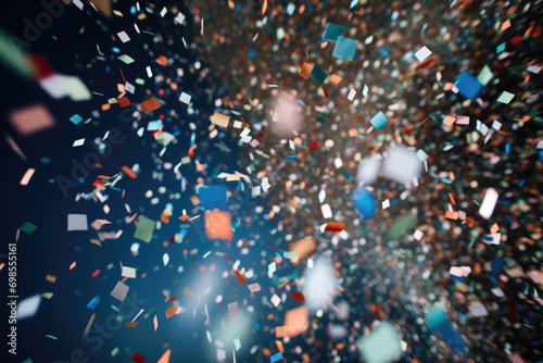 New Years Confetti From Below Depicts Looking Up As Confetti Falls Around The Camera