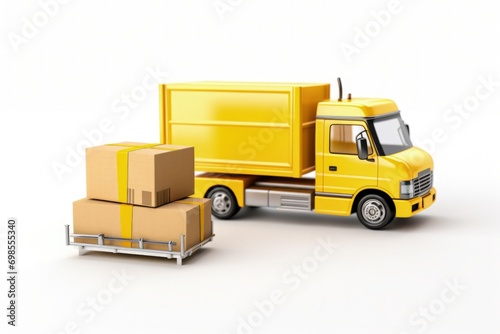 Delivery truck illustration on white background, logistics and delivery concept. Generative AI