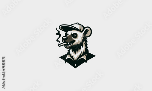 hyena wearing hat and smoking vector mascot design