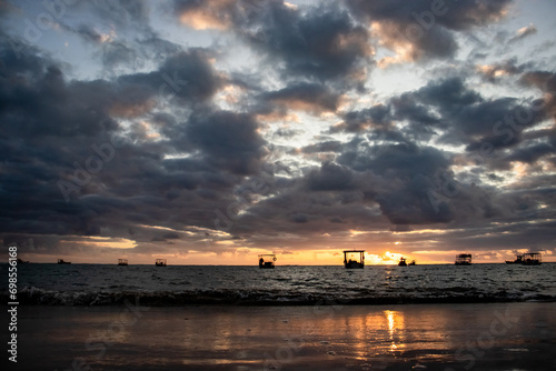 
Morning in Maceió Brazilian Caribbean sea view with little boats