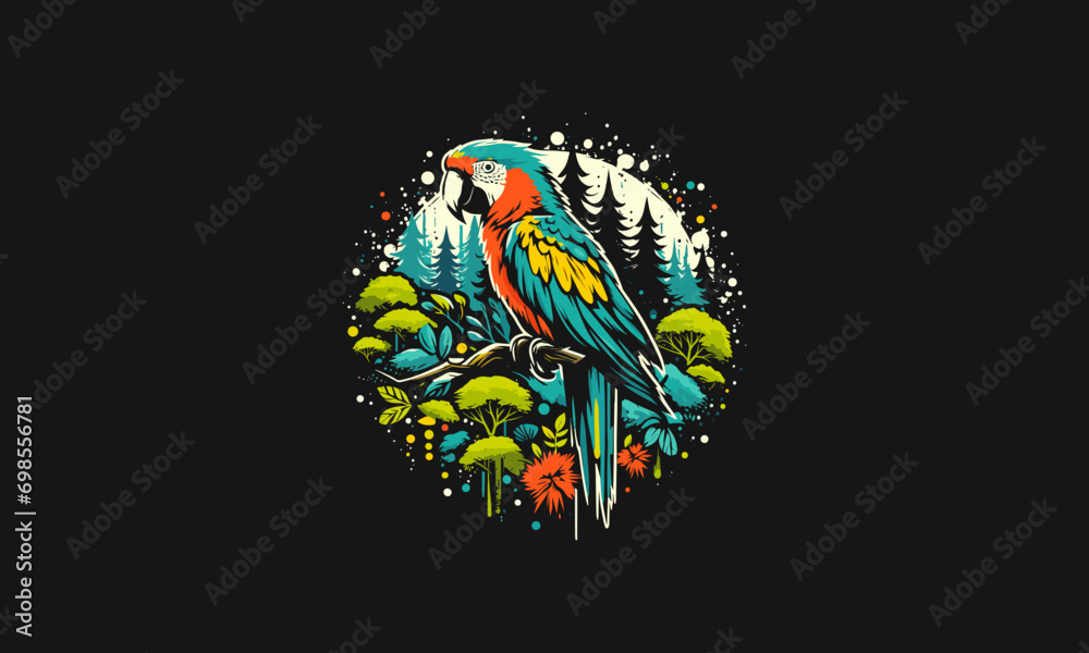 parrot on forest vector illustration artwork design parrot on forest vector illustration artwork design