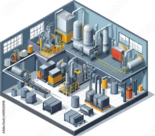 Isometric industrial factory isolated on white background