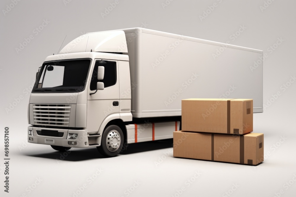 Delivery truck illustration on white background, logistics and delivery concept. Generative AI Delivery truck illustration on white background, logistics and delivery concept. Generative AI