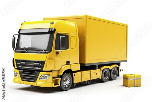 Delivery truck illustration on white background, logistics and delivery concept. Generative AI