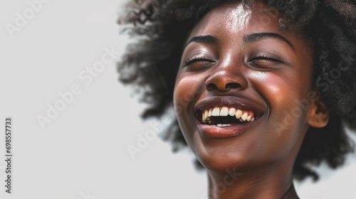 Face, skincare and funny black woman isolated on a transparent 