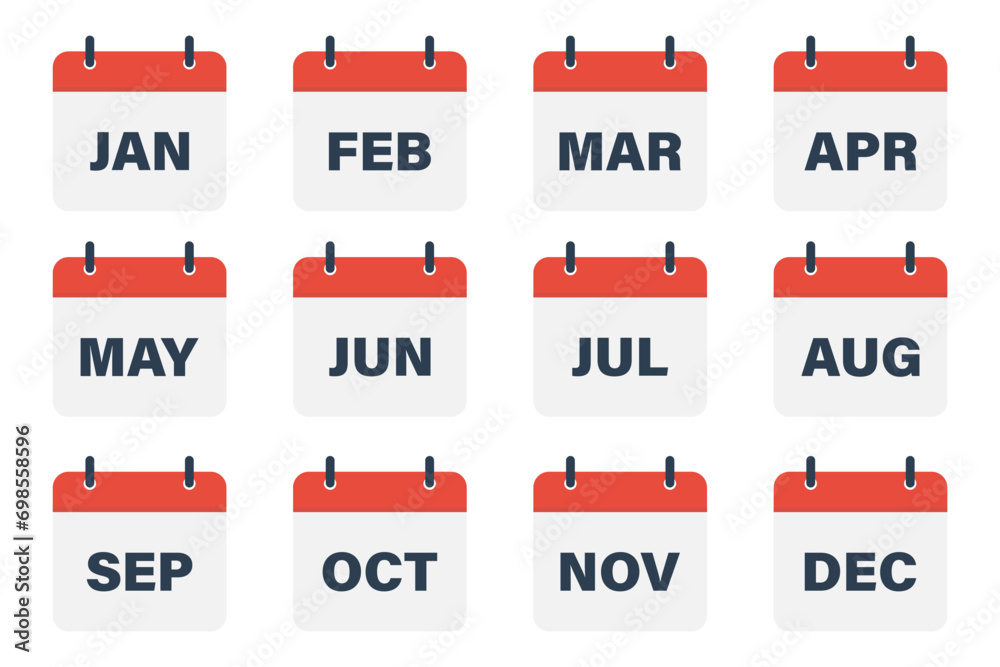 Calendar month icon set simple basic design - obrazy, fototapety, plakaty 