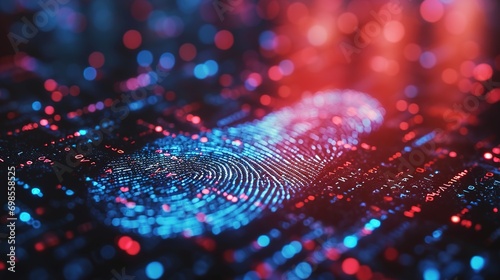 Fingerprint identification to access personal financial data.  photo