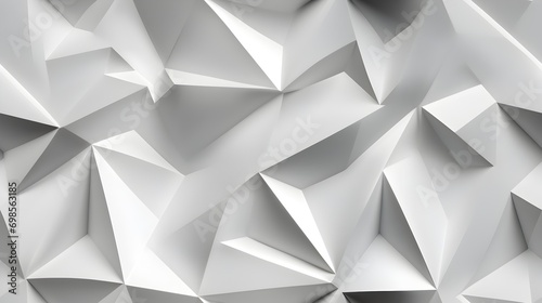 A monochromatic abstract design with sharp, triangular facets creating a 3D effect on a white background. photo