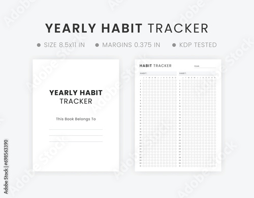Yearly Habit Tracker Printable Calendar Template 